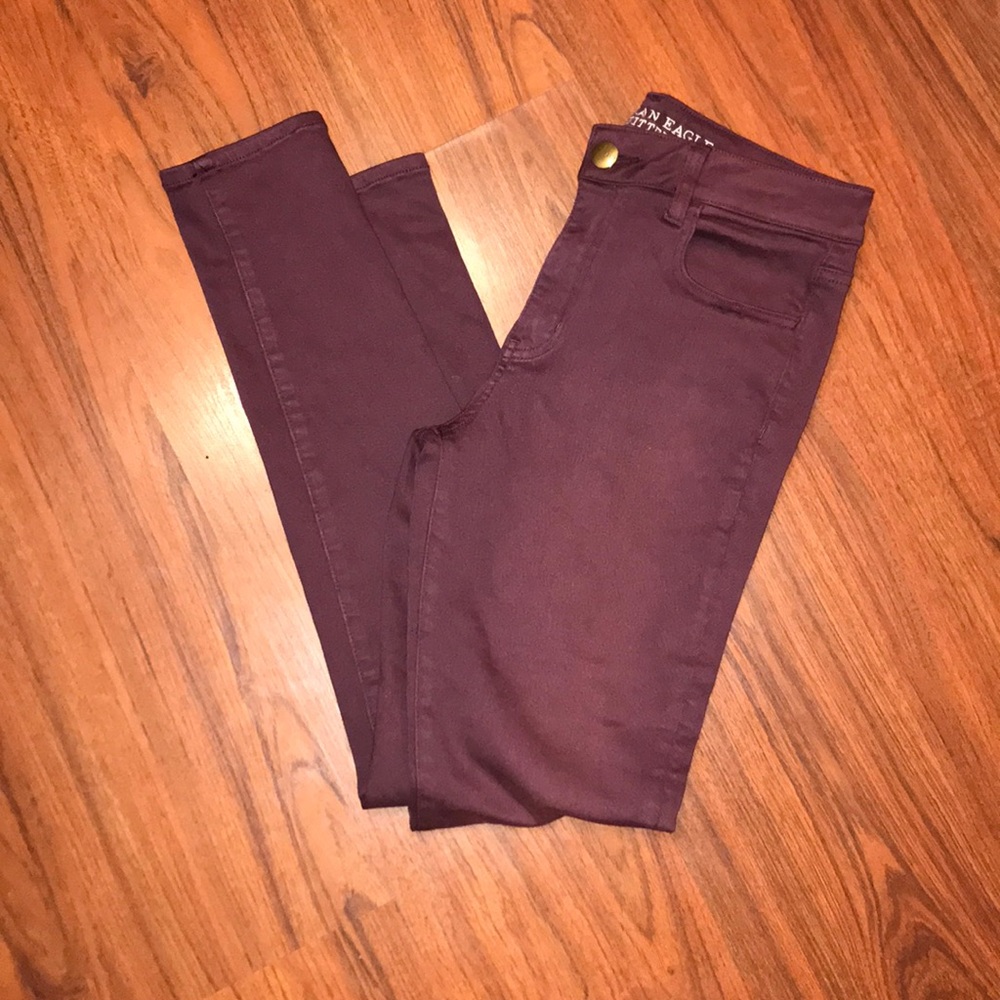 Burgundy AEO Skinny Jeans